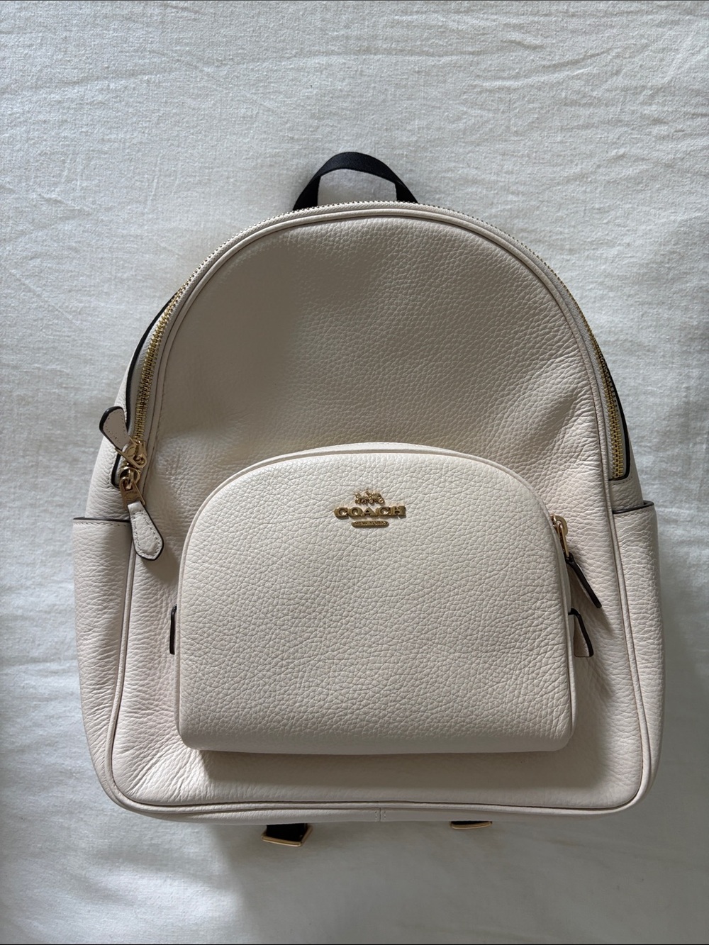 Coach Court Backpack in Pebbled Leather Chalk